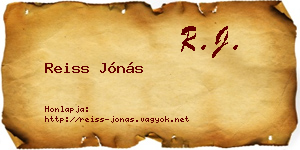 Reiss Jónás névjegykártya